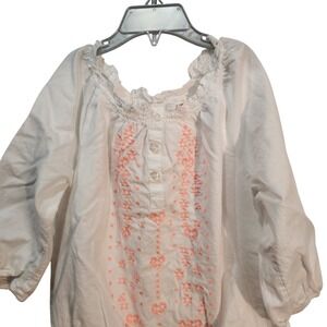 Faded Glory Girls White Embroidered Boho Peasant Top Blouse Size M (7-8) Kids
